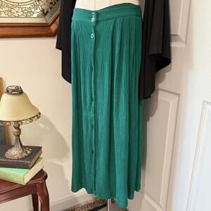 VTG 90s Options Melrose Emerald Green Ribbed Button Down Maxi Skirt M
